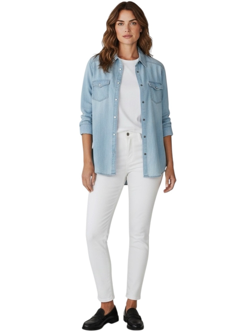 TORRID Star Print Chambray Denim Button-Down Shirt Size 1 (14) — REFINED FIT!!! - Picture 12 of 12